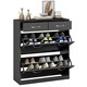 image 1 of HOMCOM Slim Shoe Cabinet with 2 Flip Drawers for 12 Pairs of Shoes Black 