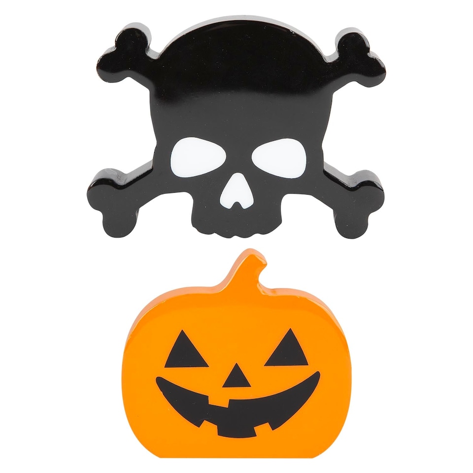 image 1 of PMS Halloween Pumpkin & Skull Crossbones Decorations, 2-Pack