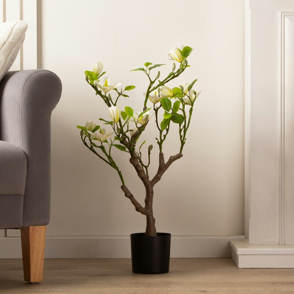 image 1 of 70Cm Tabletop Real Touch Magnolia Tree Cream