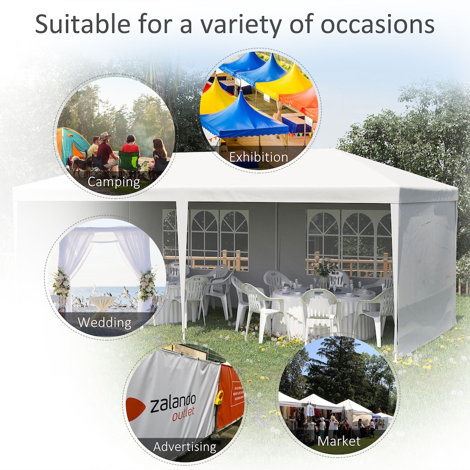 image 1 of Outsunny 6m x 3m Garden Gazebo Marquee Canopy Party Tent Canopy Patio White
