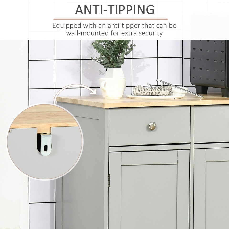 image 1 of HOMCOM Sideboard Buffet Cabinet with Storage Cabinets and Drawers, Grey Grey | Natural Wood