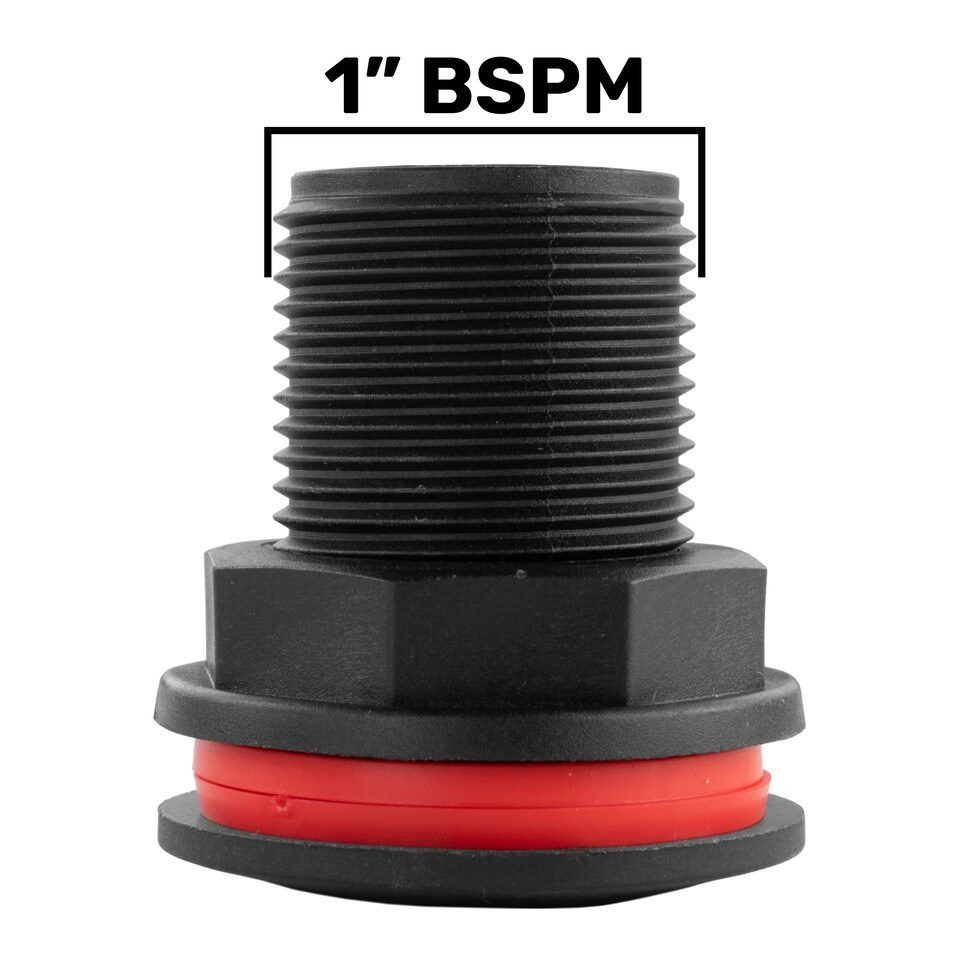 image 1 of 1" BSP Male Bulkhead Drain Plug Plastic Includes 2 Nylon Washers and Locking Nut