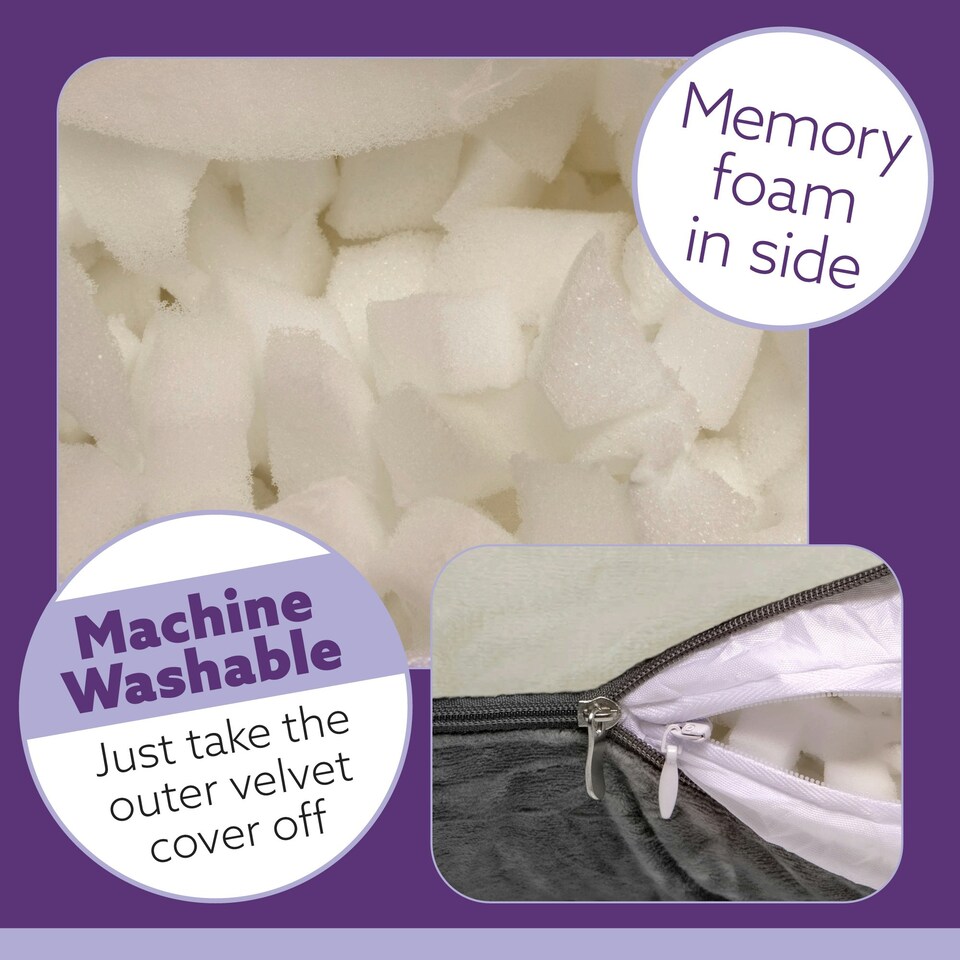 image 1 of Aamira U-Shaped Pregnancy Pillow Memory Foam Maternity Nursing Support Cushion Cream & Grey | Grey | Grey | One Size | 1