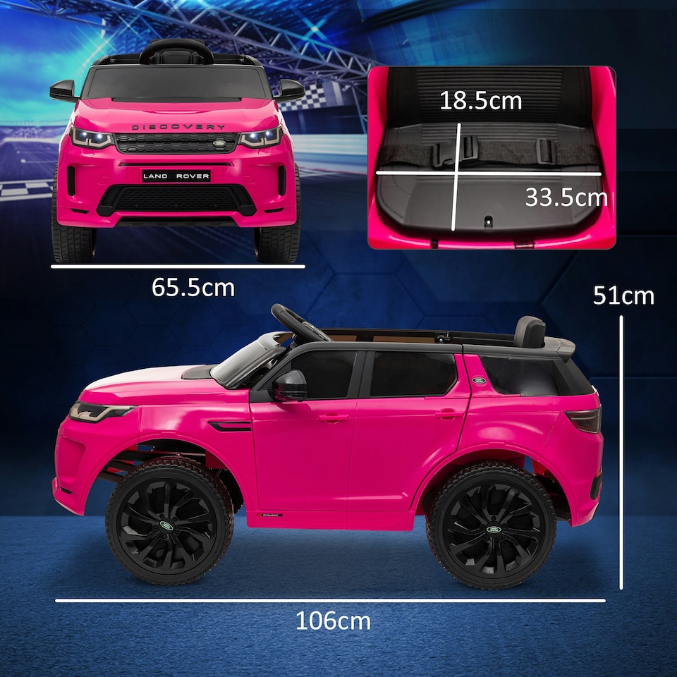 image 1 of AIYAPLAY Licensed Land Rover, Kids Electric Car w/ Remote, Music, Pink