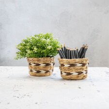 KitchenCraft Water Hyacinth Planters, Set of 2, Striped Design