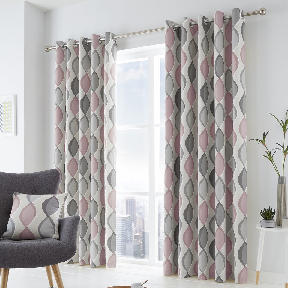 image 1 of Fusion Lennox Eyelet Curtains Blush