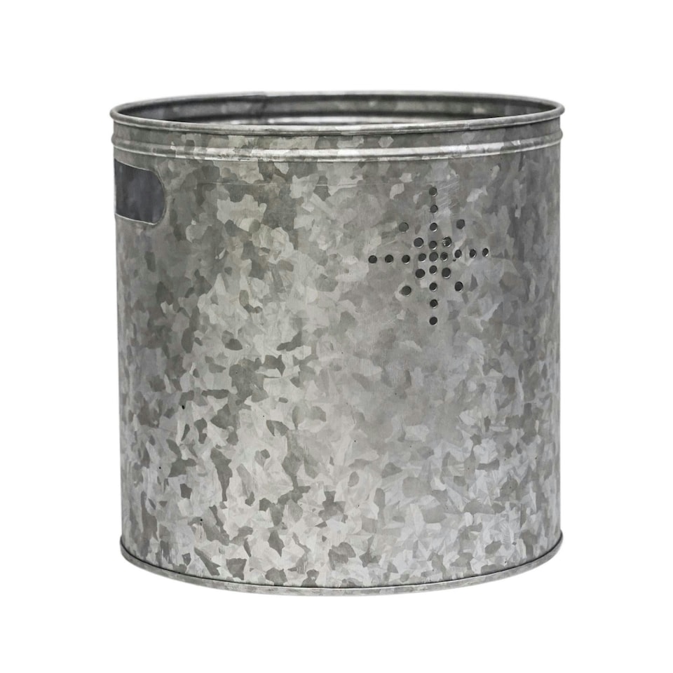 image 1 of Indoor Christmas Tree Bucket with Star in Galvanised Steel