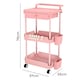 image 2 of Levede 3 Tier Storage Trolley Cart on Wheels Kitchen Utility Rolling Rack Shelf