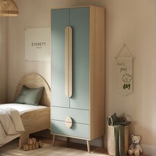 Flair Noah 2 Door Wardrobe with 2 Drawers Sage Green & Oak