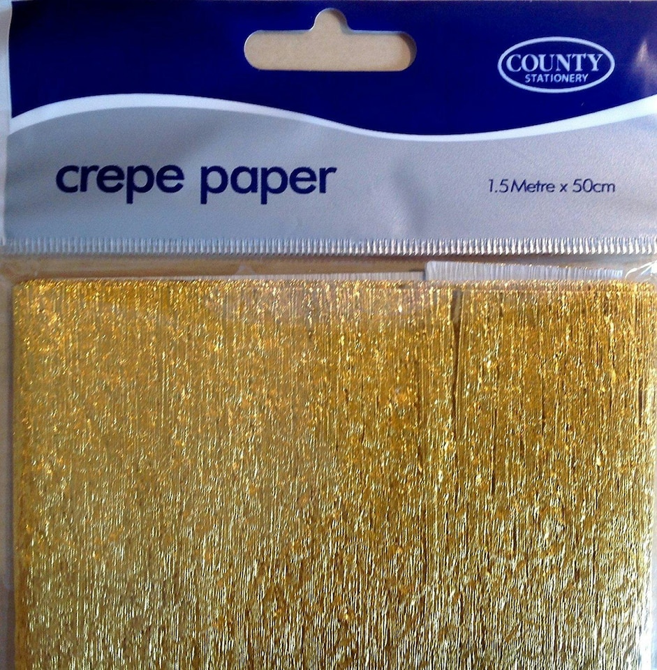 image 1 of Gold Metallic Crepe Paper Folded 1.5m x 50cm