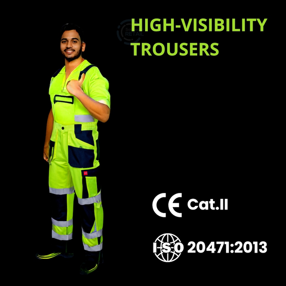 image 1 of Artmas Flash Class 2 Yellow Work Trousers, Reflective Tape, Knee Pad Pockets, 260gsm (36/38 Inch - 54 EU)