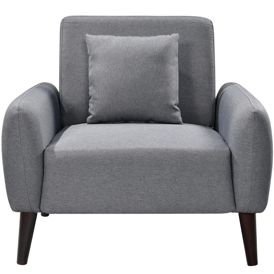 image 1 of Grey Linen Fabric Arm  Chair
