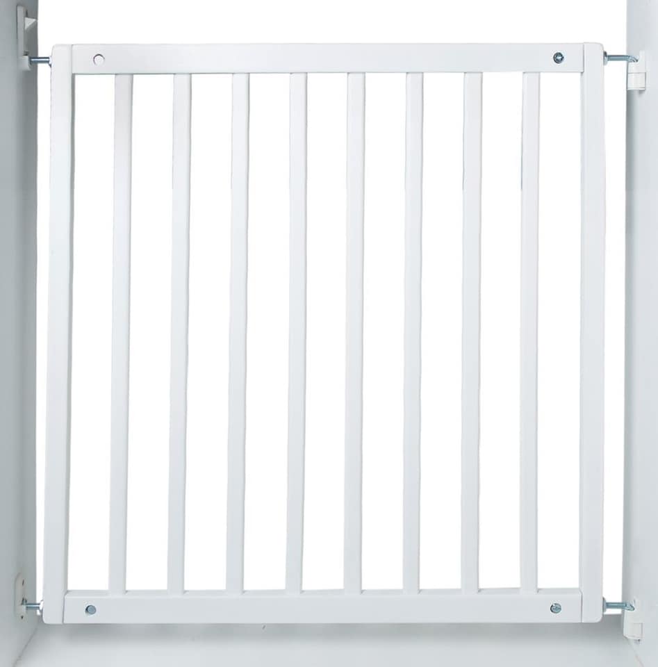image 1 of Safetots Simply Secure Wooden Gate, 72cm - 79cm, White, Wooden Stair Gate, Screw Fit Baby Gate, Safety Barrier