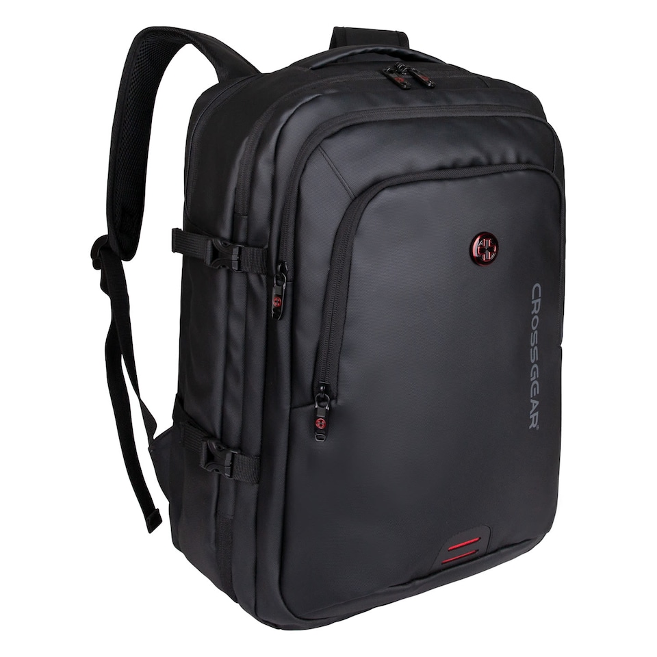 image 1 of Crossgear iTOUR 40cm Underseat Cabin Backpack with Built-In Vacuum Compression Pack - Airline Approved, USB Charging, 22L, Water Resistant, Ryanair and Wizz Air Compatible, 28 x 17 x 40 cm, Black