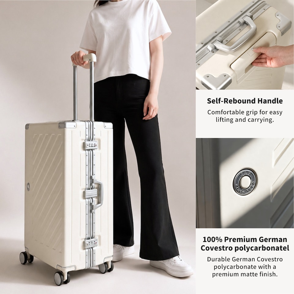 image 1 of Zipperless Polycarbonate Suitcase, Hard Shell, TSA Lock, 4 Wheels