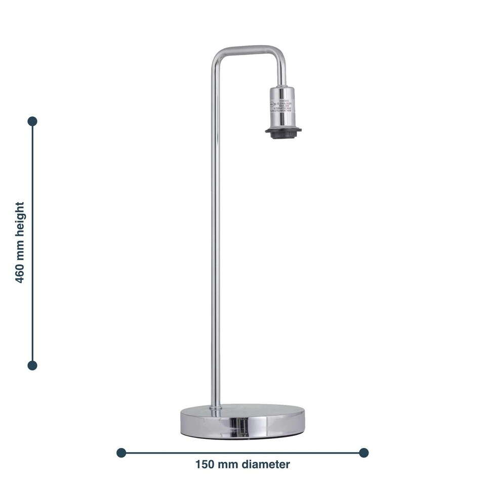 image 1 of First Choice Lighting Chrome Arched Table Lamp Base Only Chrome