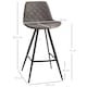 image 3 of HOMCOM Set Of 2 Bar Stools Vintage Microfiber Cloth Tub Seats Padded Comfortable Steel Frame Footrest Quilted Home Bar Cafe Kitchen Chair Stylish Dark Grey