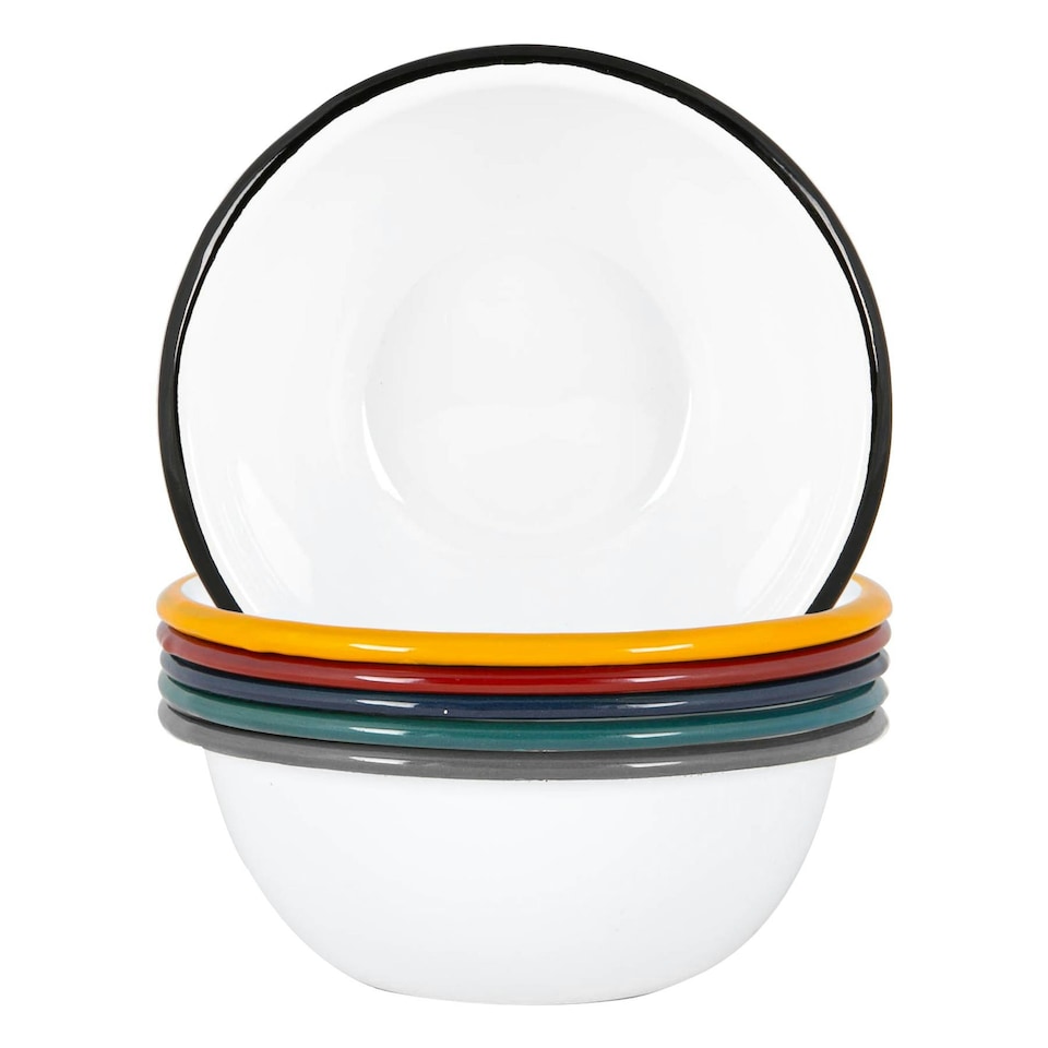 image 1 of Argon Tableware White Enamel Bowls - 16cm - 6 Colours