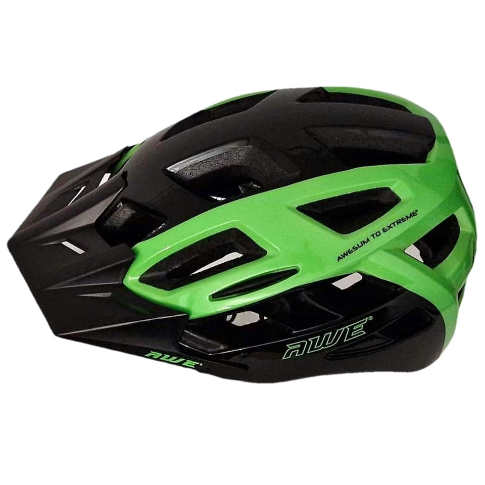 image 1 of AWE AweRide In Mould Enduro Bike Helmet Black/Green 55-58cm Crash Guarantee* | Black | Green