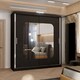 image 2 of Modern Mirror Sliding Wardrobe with Gloss Strips & Storage