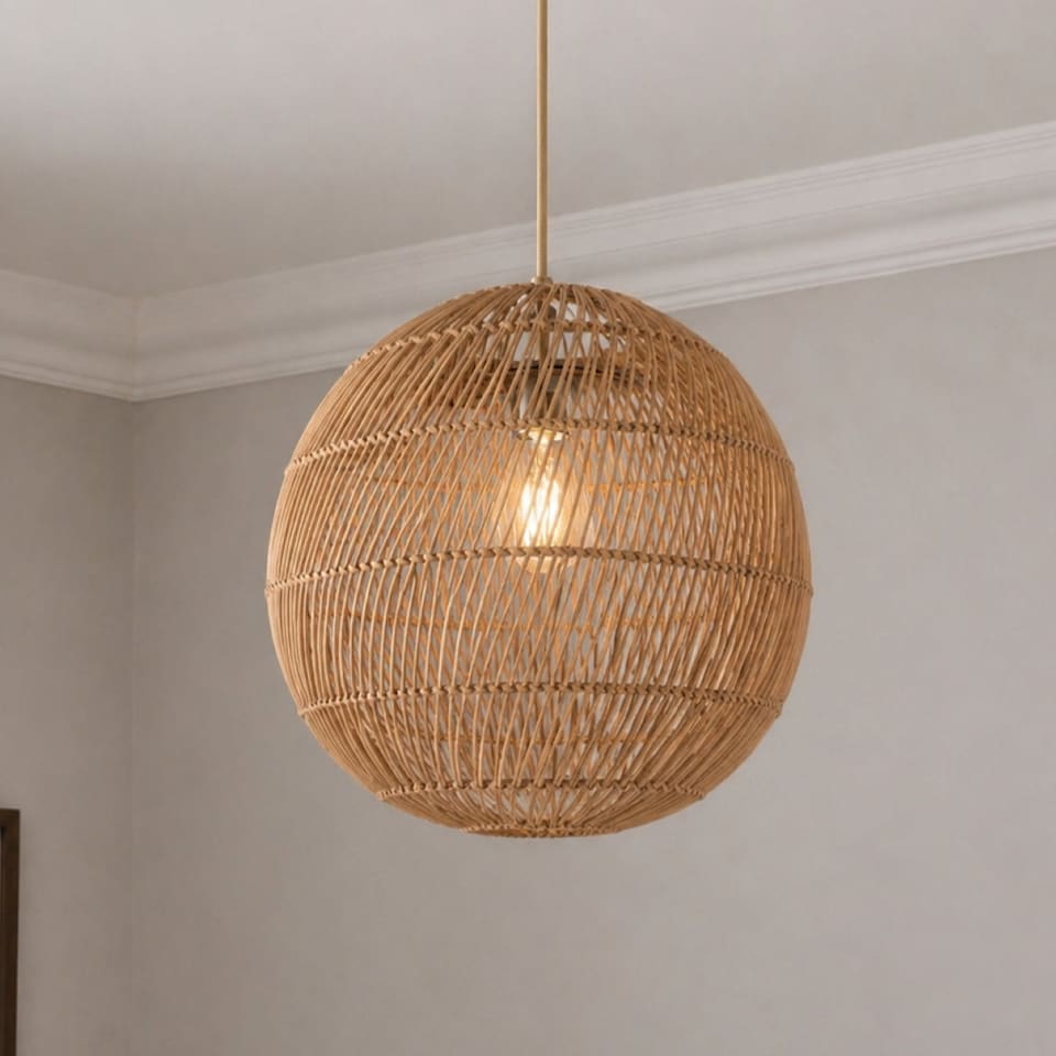 image 1 of CGC ARIBA Brown 35cm Round Rattan Weave Lampshade