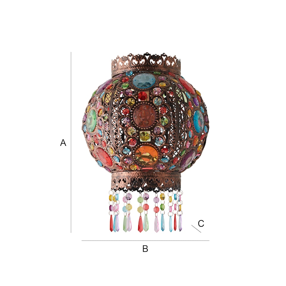 image 1 of ValueLights Bazaar Moroccan Bronze Lamp Shade Acrylic Droplets | Bronze