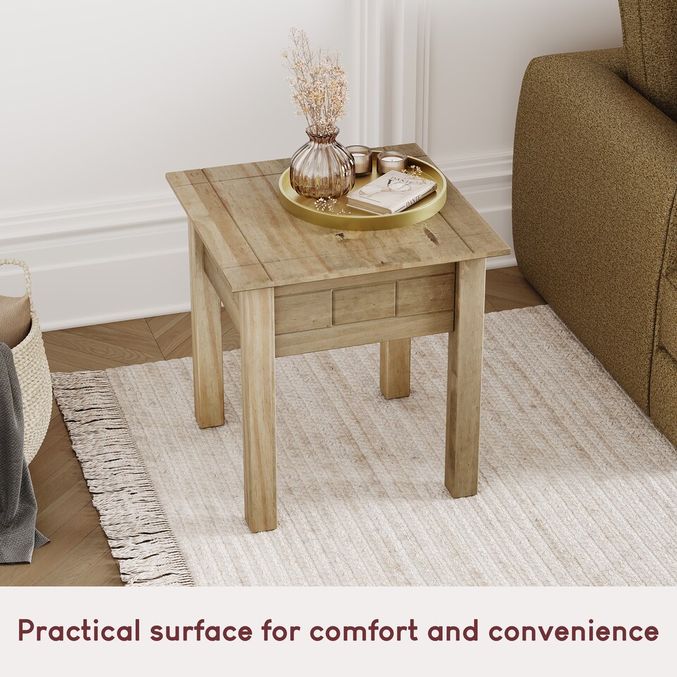image 1 of Vida Designs Panama Lamp Table Side Sofa Bedside Coffee Table, Solid Pine Wood