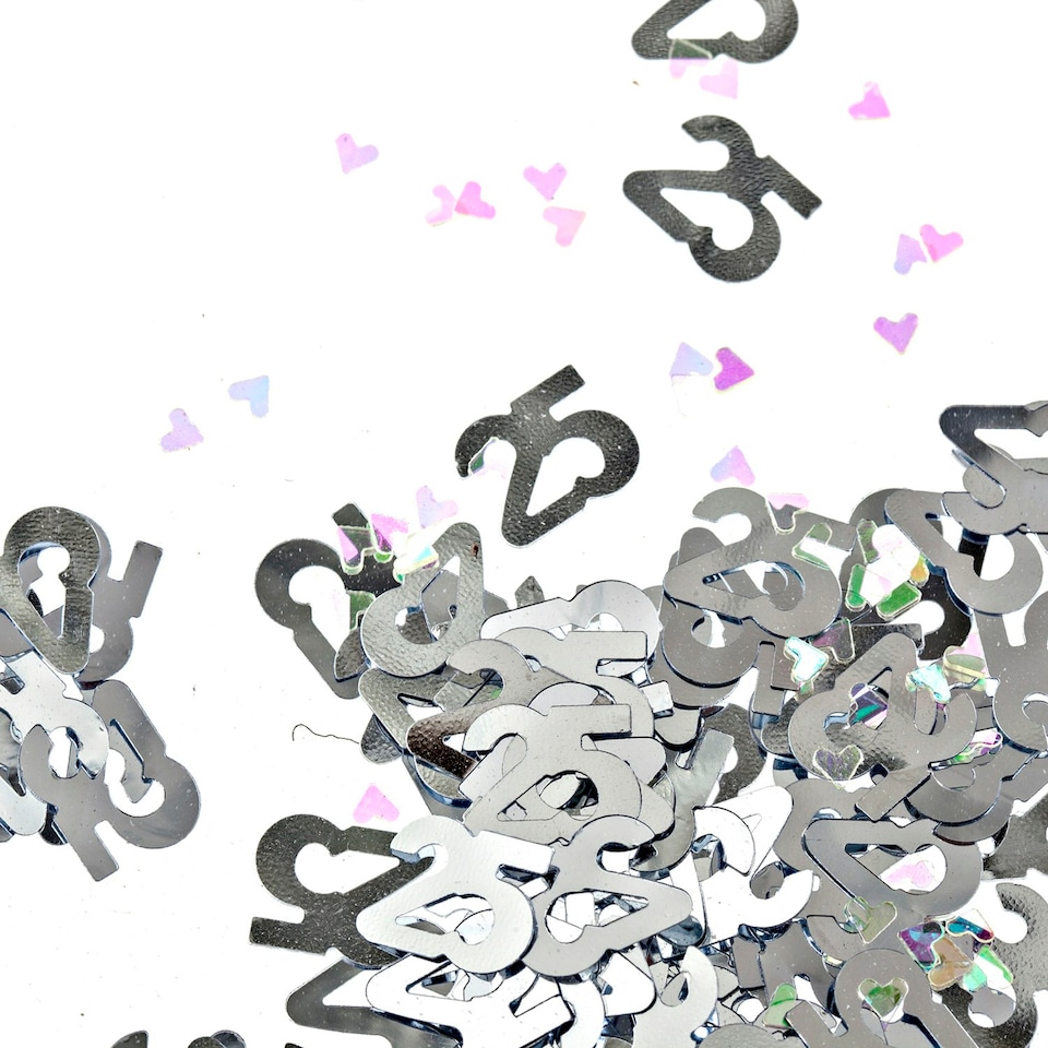 Amscan Confetti 25th Table Decoration - Silver - One Size