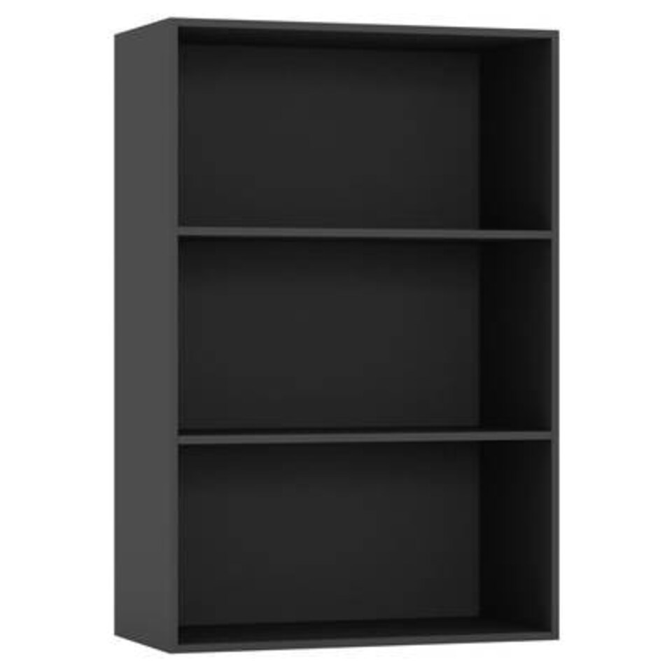 image 1 of 3-Tier Bookcase Shelving Storage Unit- 90x60x29cm Black | Unit Colour: Black