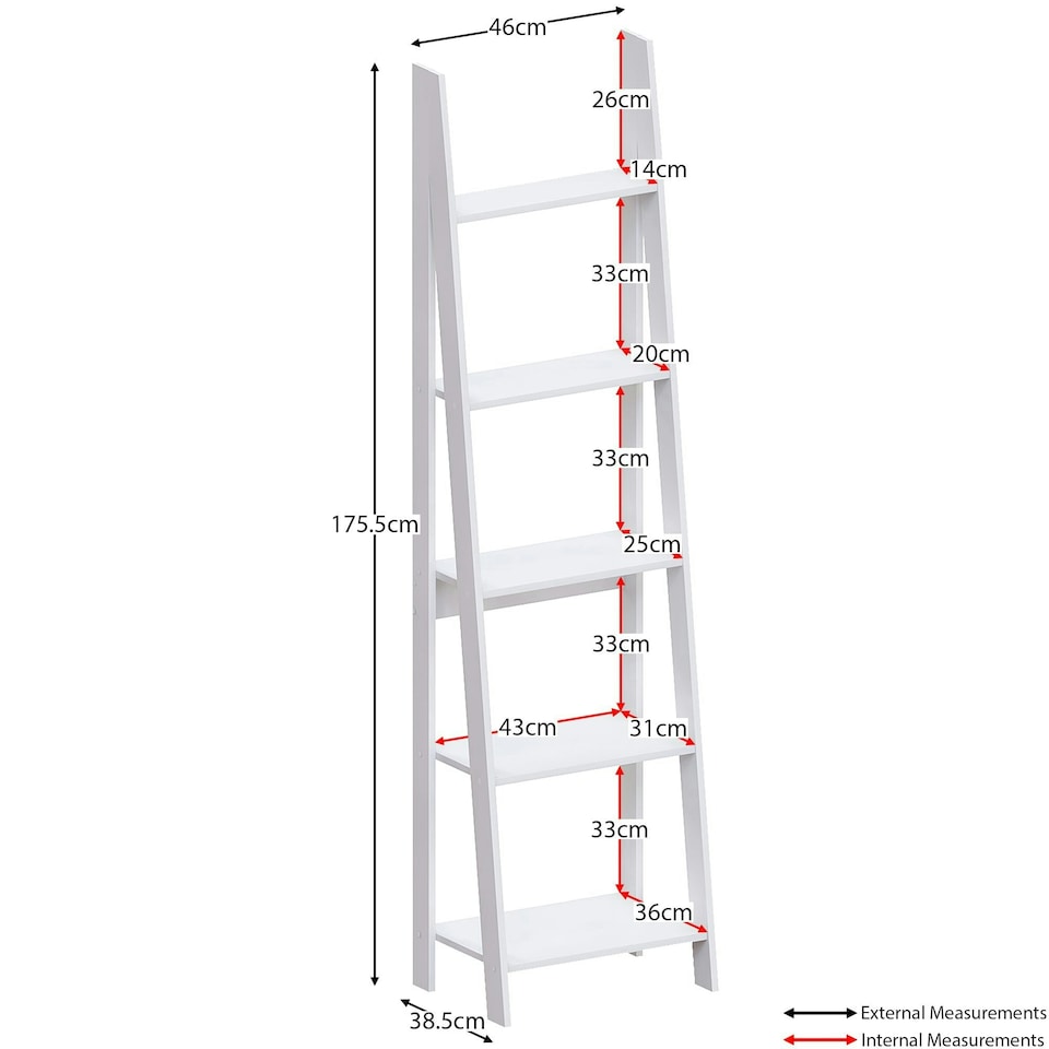 image 1 of Vida Designs Bristol 5 Tier Step Ladder Bookcase Display Storage, White