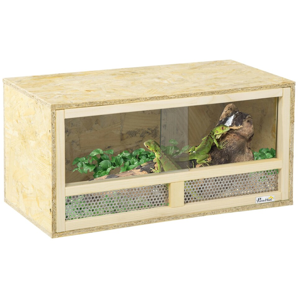 image 1 of PawHut 60cm Reptile Terrarium Vivarium w/ Glass Sliding Doors, Breathable Mesh