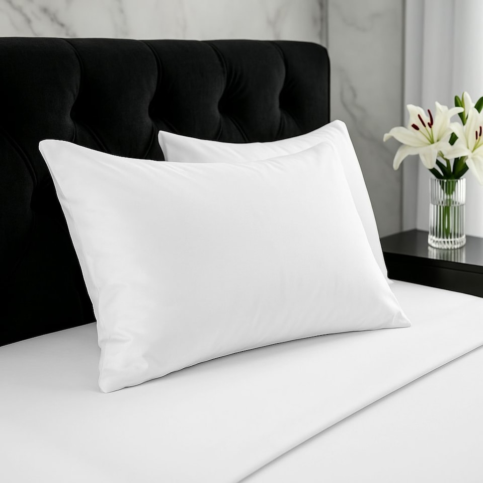 image 1 of Microfibre Soft Touch Plain Dyed Housewife Pillowcase Pair White | White