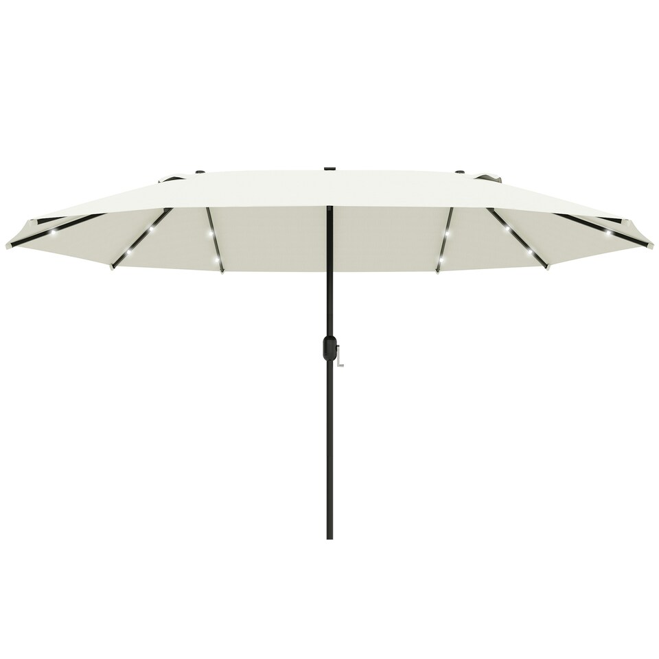 image 1 of Outsunny 4.4m Double-Sided Sun Umbrella Patio Parasol Solar Lights