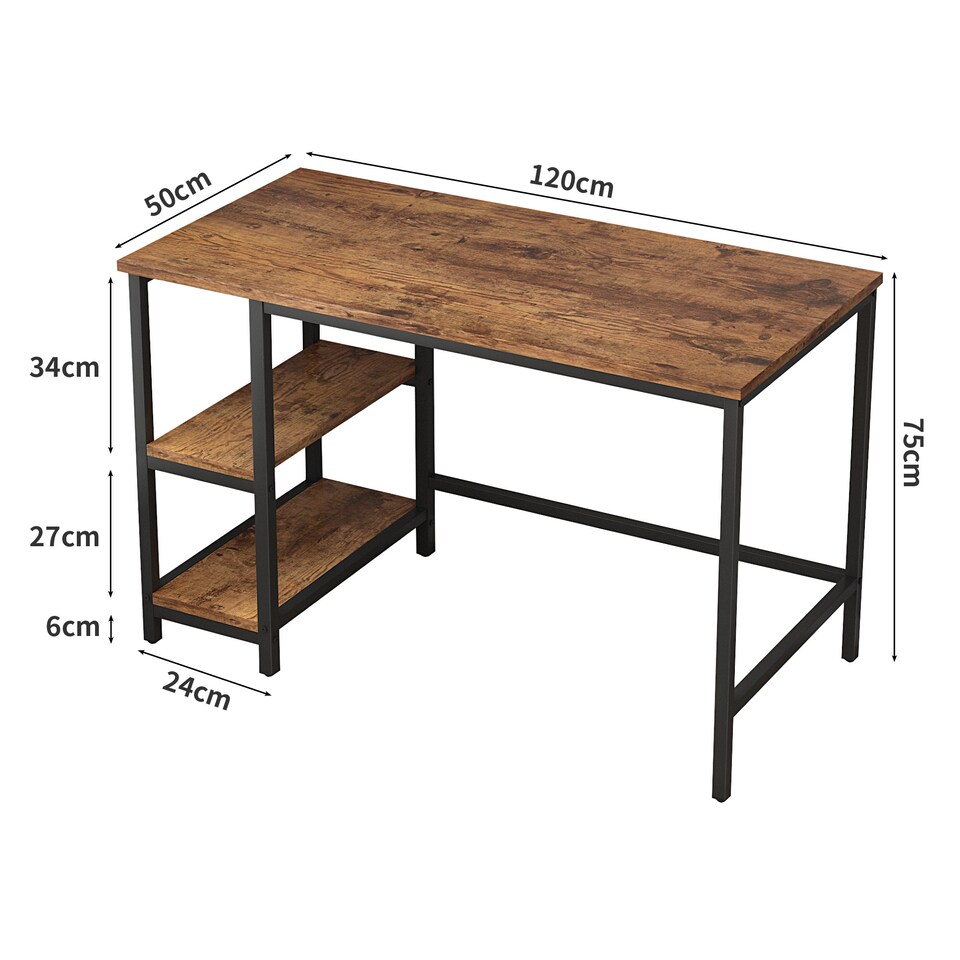 image 1 of MCC Direct Computer Desk with 2 Adjustable shelves - Chicago 120cm Grey | Grey