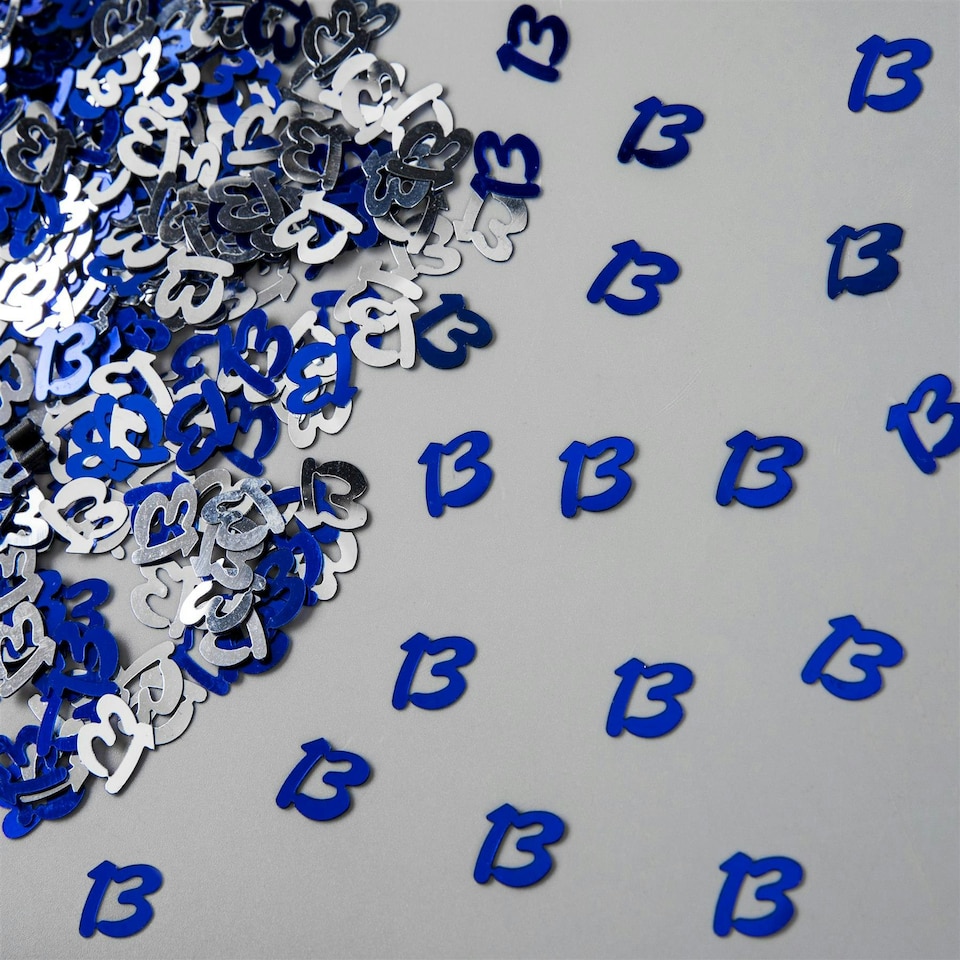 image 1 of 2 x 14g 13th Happy Birthday Blue and Silver Party Confetti Decoration