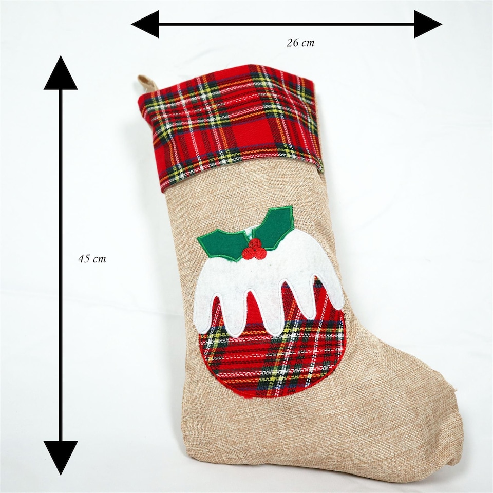 image 1 of Christmas Pudding Design Stocking , Novelty Festive Stocking for Fireplace & Christmas Displays
