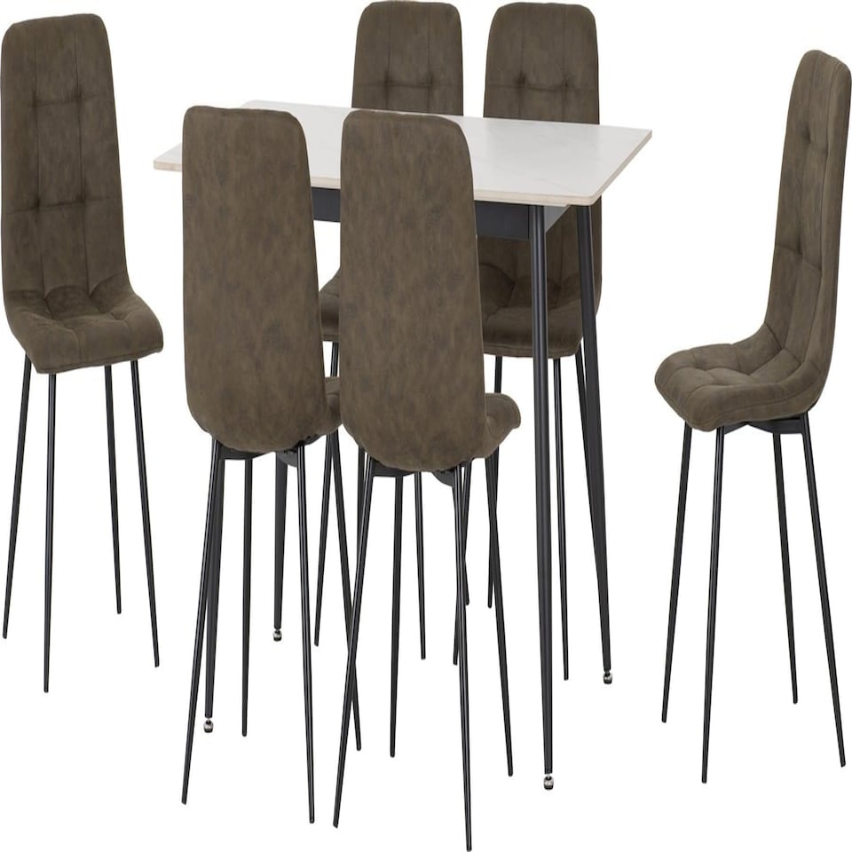 image 1 of Fenton Dining Set with 6 Chairs Green | Olive Green