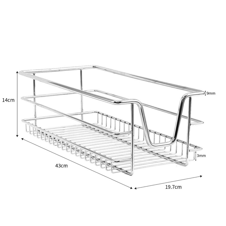 image 1 of 2 x KuKoo Kitchen Pull Out Storage Baskets – 300mm Wide Cabinet Silver