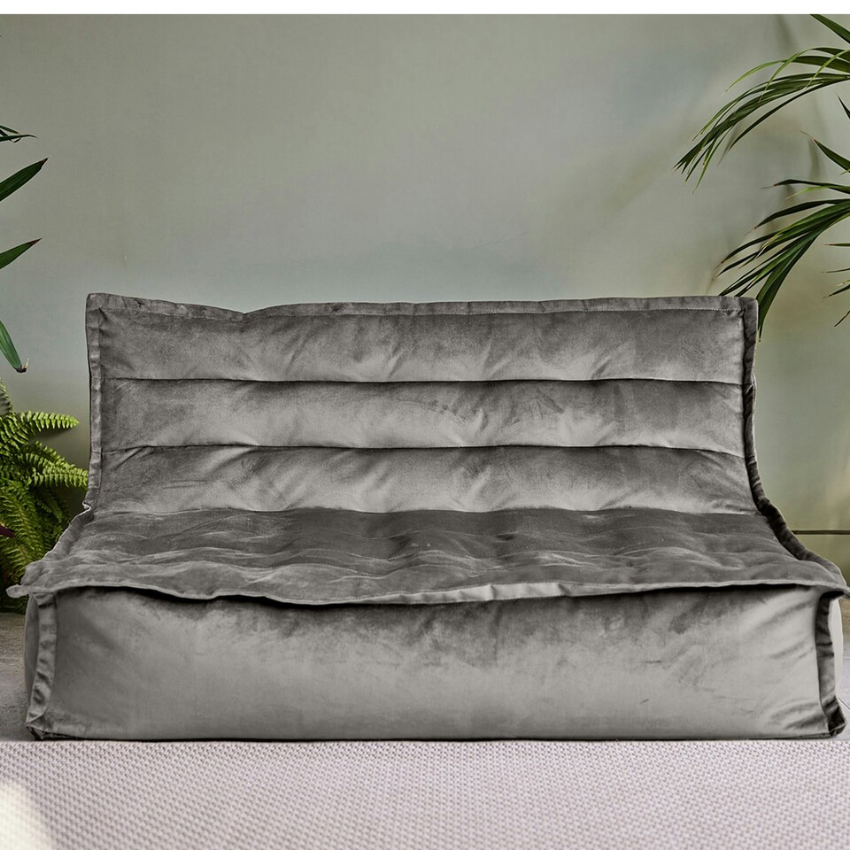 image 1 of icon Kota Velvet XL Bean Bag Sofa Grey Bean Bag Chair Grey | Grey