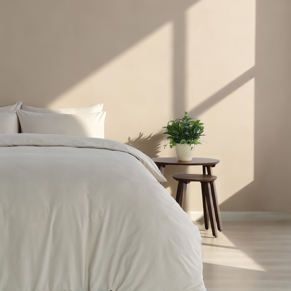 image 1 of Everyday Luxury Cotton Duvet Cover Set - Warm Pebble | Grey | Warm Pebble | Double