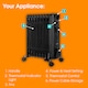 image 10 of Abode AOFR9003B 2kW 9 Fin Oil Filled Radiator in Black