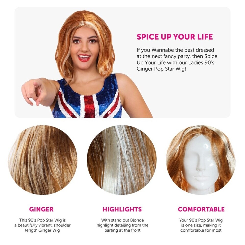 image 1 of Ginger Girl Power Wig | Red | One Size