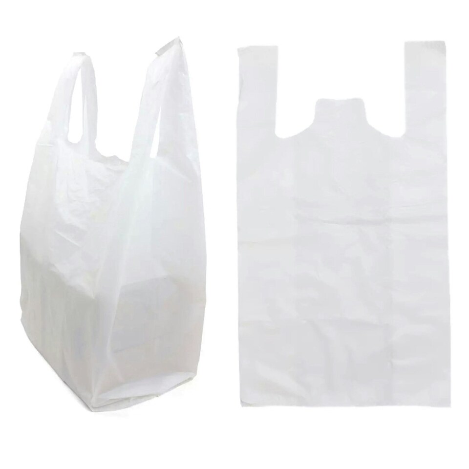 image 1 of 500 x 10x15x18" Shopping & Grocery Strong White Plastic Vest Style Shopping Carrier Bags White