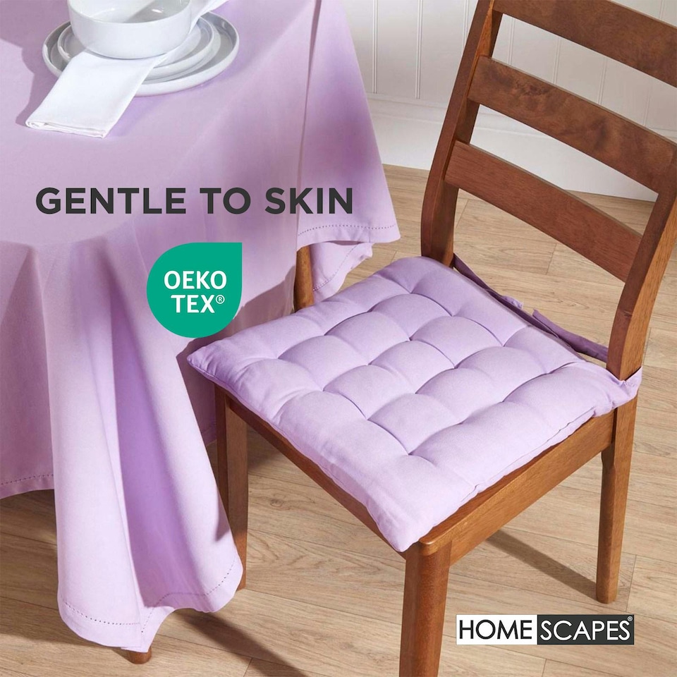 image 1 of Homescapes Seat Pad Luxury Cotton Indoor Outdoor Garden Dining Cushion Mauve | Purple | 40 x 40 cm | 1