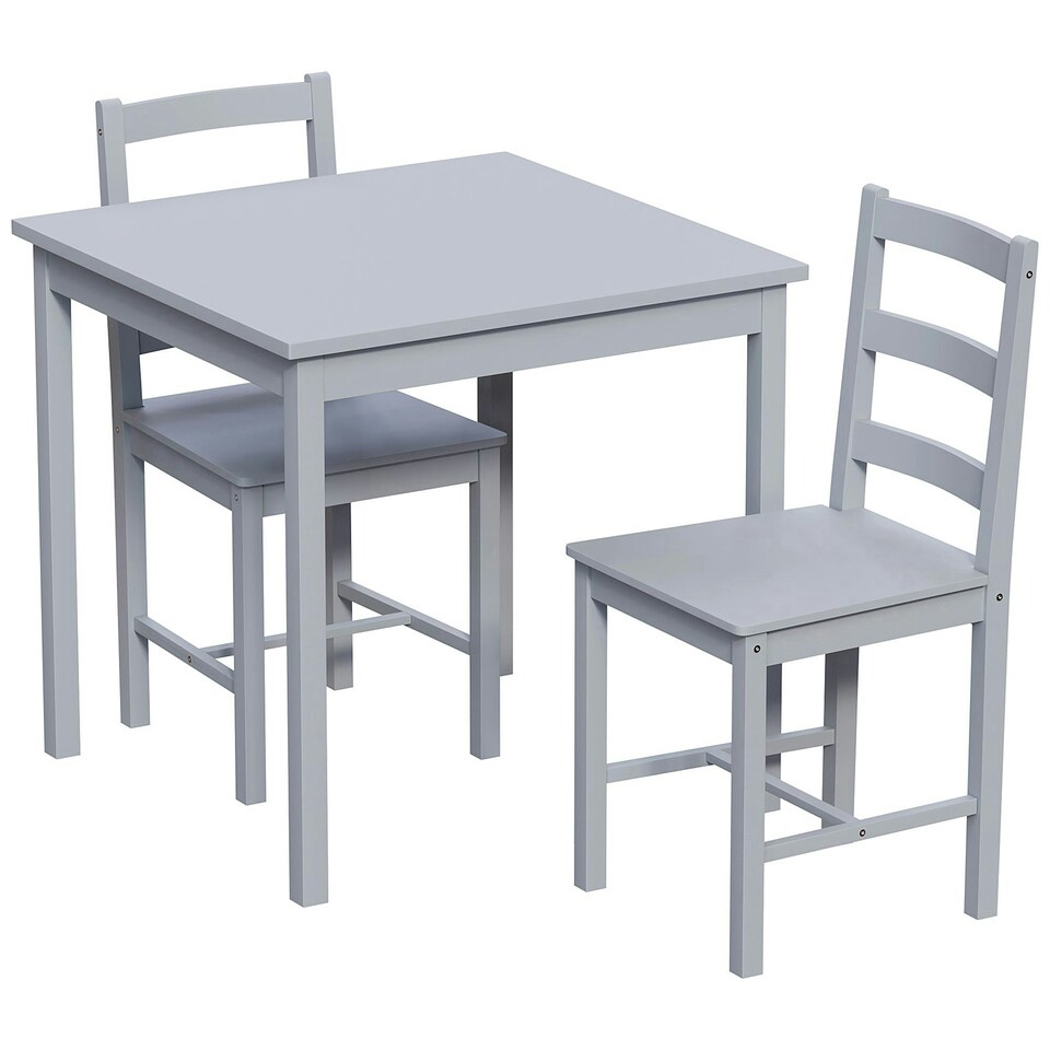 image 1 of Vida Designs Yorkshire 2 Seater Dining Set 3 Piece Table & Chairs, Grey