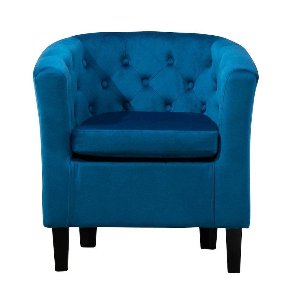 image 1 of Clio Studded Velvet Tub Chair - Blue