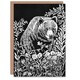 image 1 of Bear in Wildflower Meadow Black White Floral Birthday Greeting Card