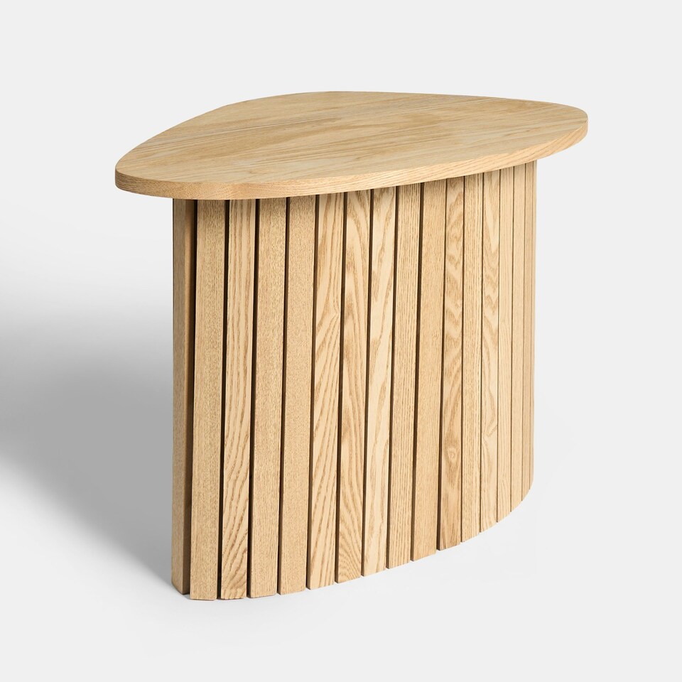 image 1 of OHS Ribbed Round Oval Home Living Room Modern Decor Coffee Side End Table Grey | Grey Marble