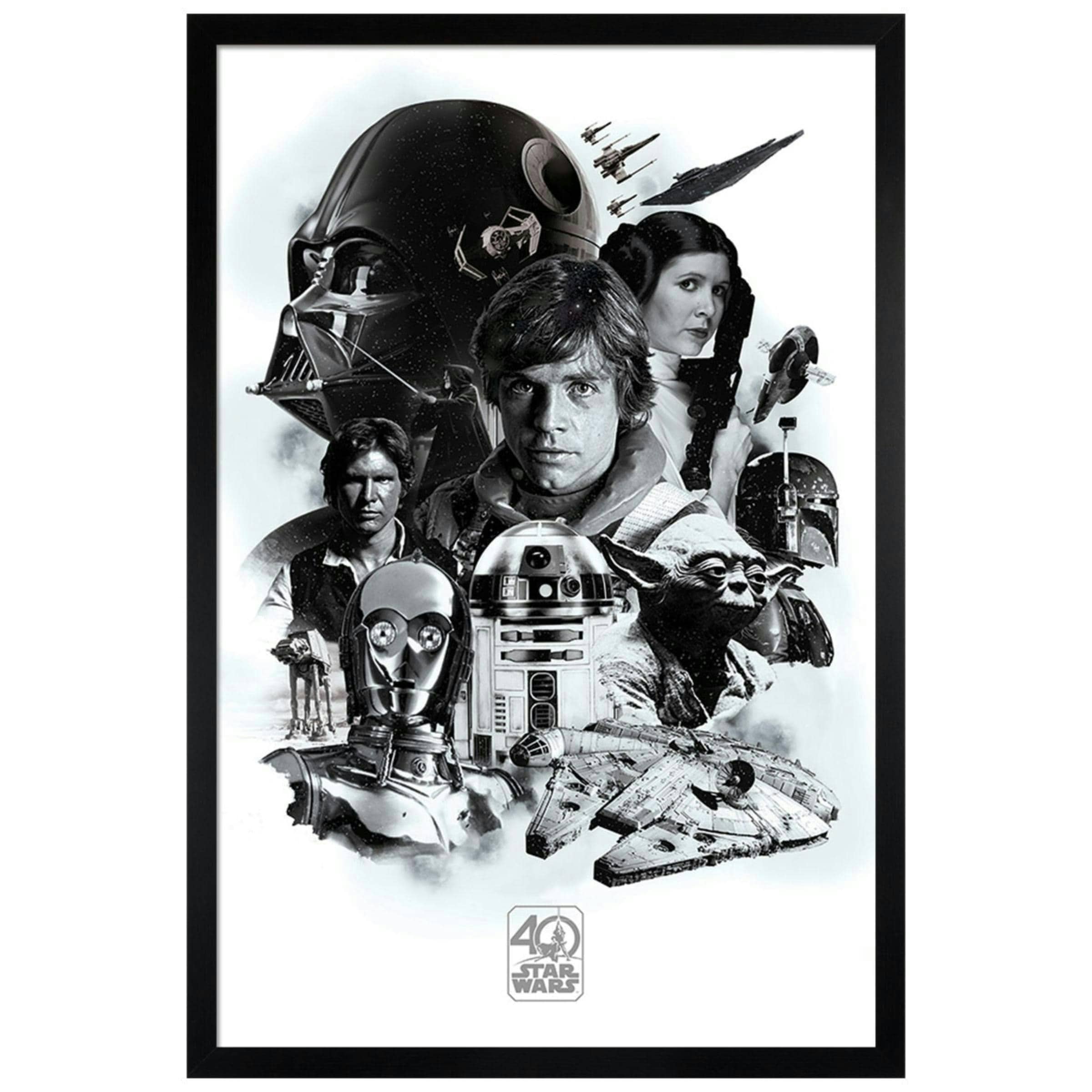 Black Wooden Framed Star Wars 40th Anniversary Montage Maxi Poster Multi
