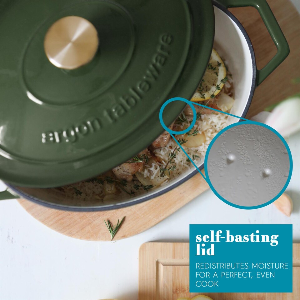 image 1 of Argon Tableware Shallow Cast Iron Casserole Dishes - 2.3L - Green - Pack of 2 | Green | Green | 2